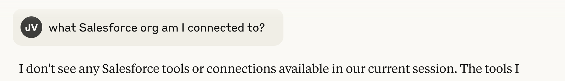 Connection error message